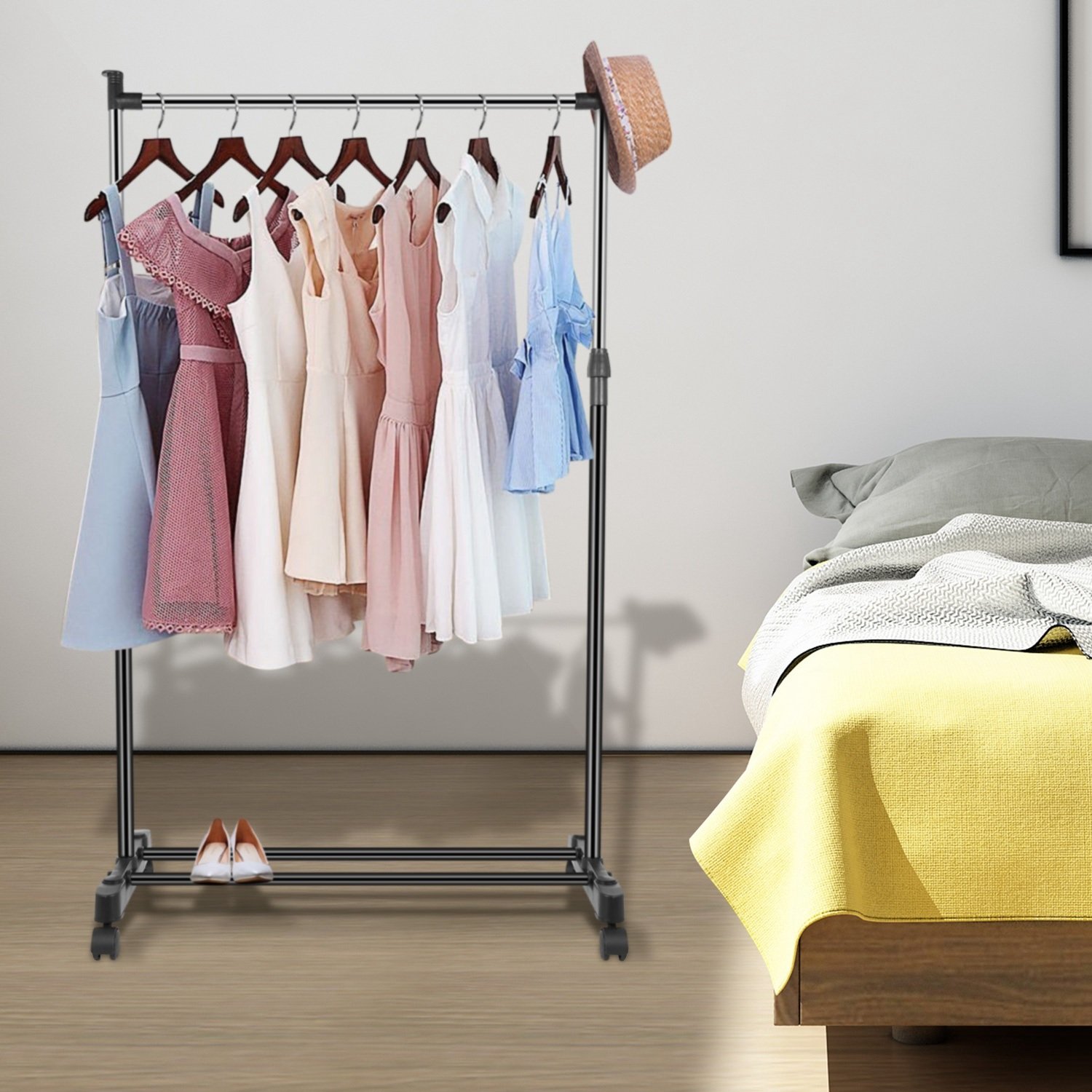 33lbs Garment Racks 3.12ft-4.80ft Height Adjustable Clothes Stand Foldable Clothes Hanger with Wheels 33lbs Garment Racks 3.12ft-4.80ft Height Adjustable Clothes Stand Foldable Clothes Hanger with Wheels