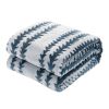 Back Printing Shaved Flannel Plush Blanket; Blue Stripe Blanket for Bed or Sofa; 80&quot; x 90&quot;