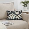 12 x 20 Rectangular Cotton Accent Lumbar Pillow; Classic Aztec Pattern; White; Black