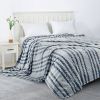 Back Printing Shaved Flannel Plush Blanket; Blue Stripe Blanket for Bed or Sofa; 80&quot; x 90&quot;