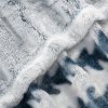 Back Printing Shaved Flannel Plush Blanket; Blue Stripe Blanket for Bed or Sofa; 80&quot; x 90&quot;