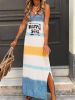 summer new women's sleeveless V-neck casual A-line print vest dress
