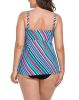 Multi Diagonal Smocked Bandeau Tankini Set